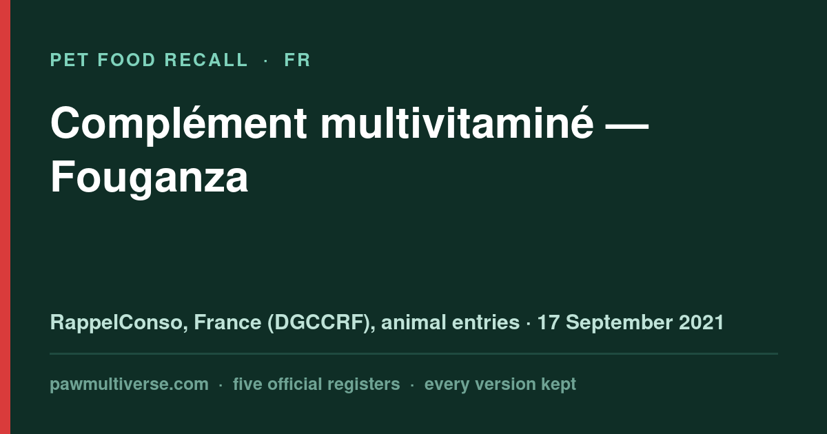 Fouganza recall: Multivitamin supplement (Fouganza)