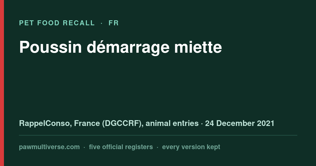 Recall: Starter crumb chicken [Poussin démarrage miette]