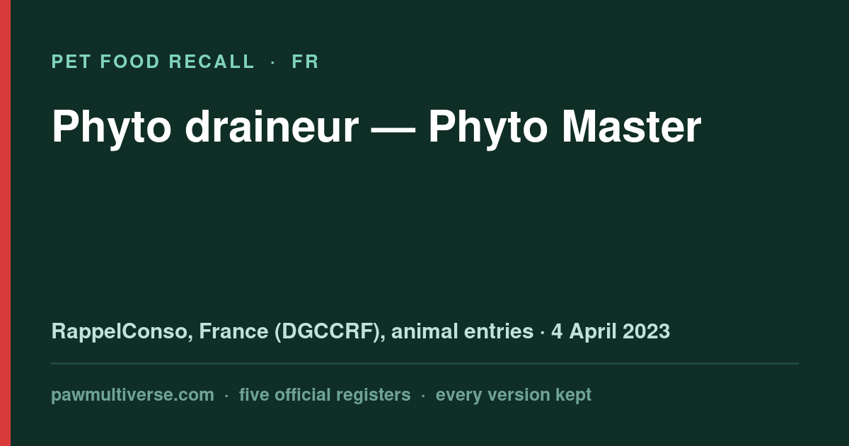 Phyto Master recall: Phyto draineur (Phyto Master)