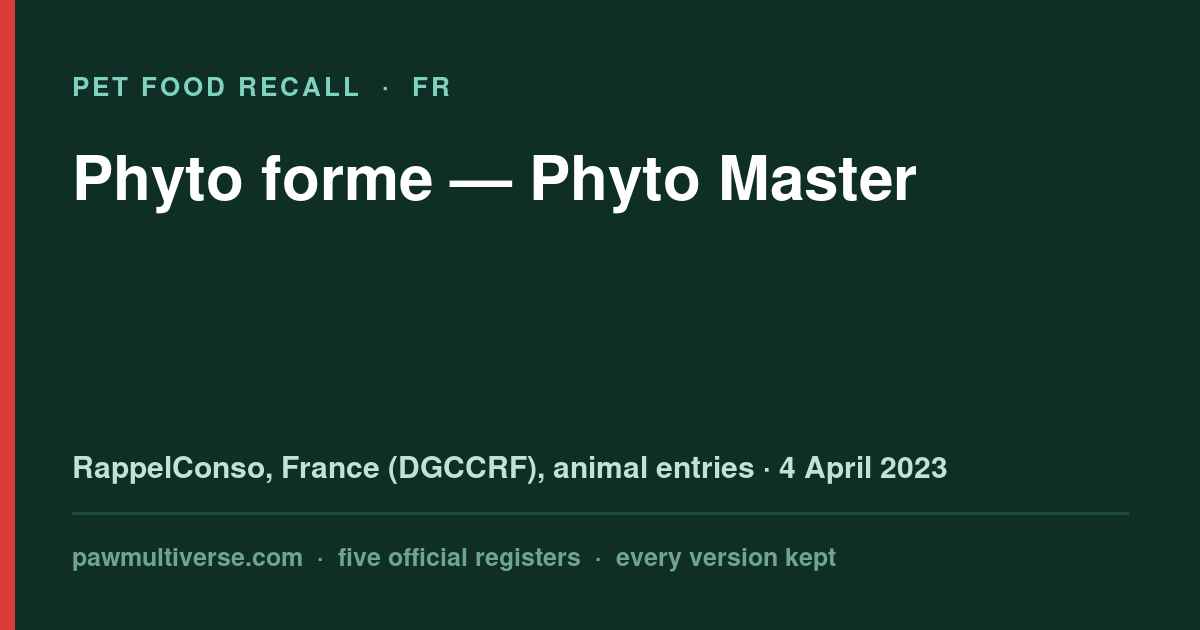 Phyto Master recall: Phyto Form (Phyto Master)
