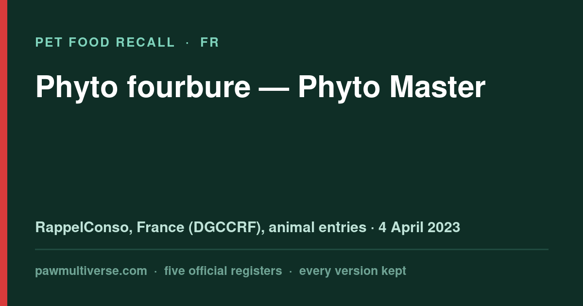 Phyto Master recall: Phyto fourbure (Phyto Master)