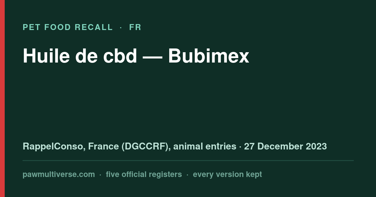 Bubimex recall: CBD oil (Bubimex)