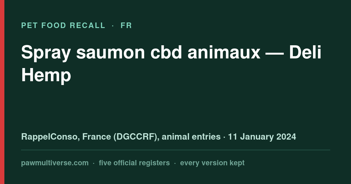 Deli Hemp recall: Salmon cbd animal spray (Deli Hemp)