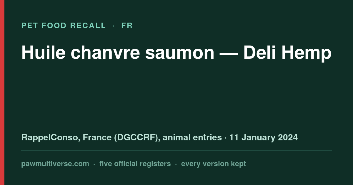 Deli Hemp recall: Hemp Salmon Oil (Deli Hemp)