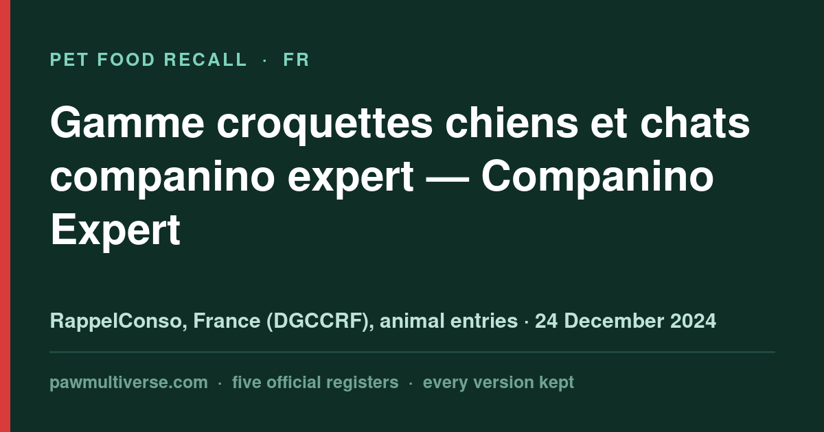 Companino Expert recall: Range of dog and cat food Companino Expert (Companino Expert)