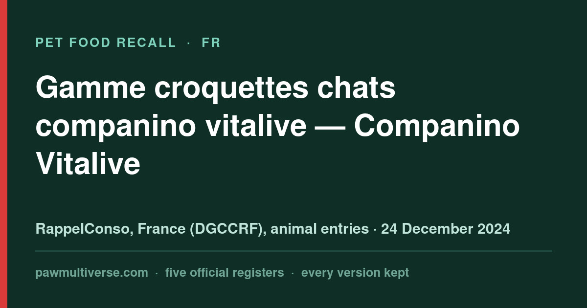 Companino Vitalive recall: Cat Food Range Companino Vitalive (Companino Vitalive)