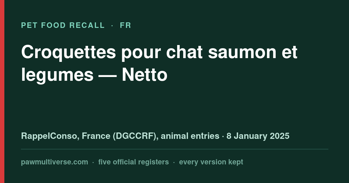 Netto recall: Salmon and Vegetable Cat Food (Netto)
