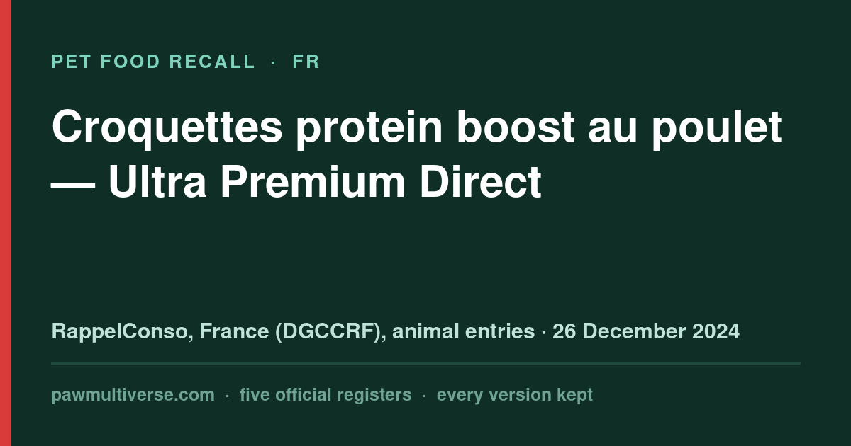 Ultra Premium Direct recall: Chicken Protein Boost Croquettes (Ultra Premium Direct)
