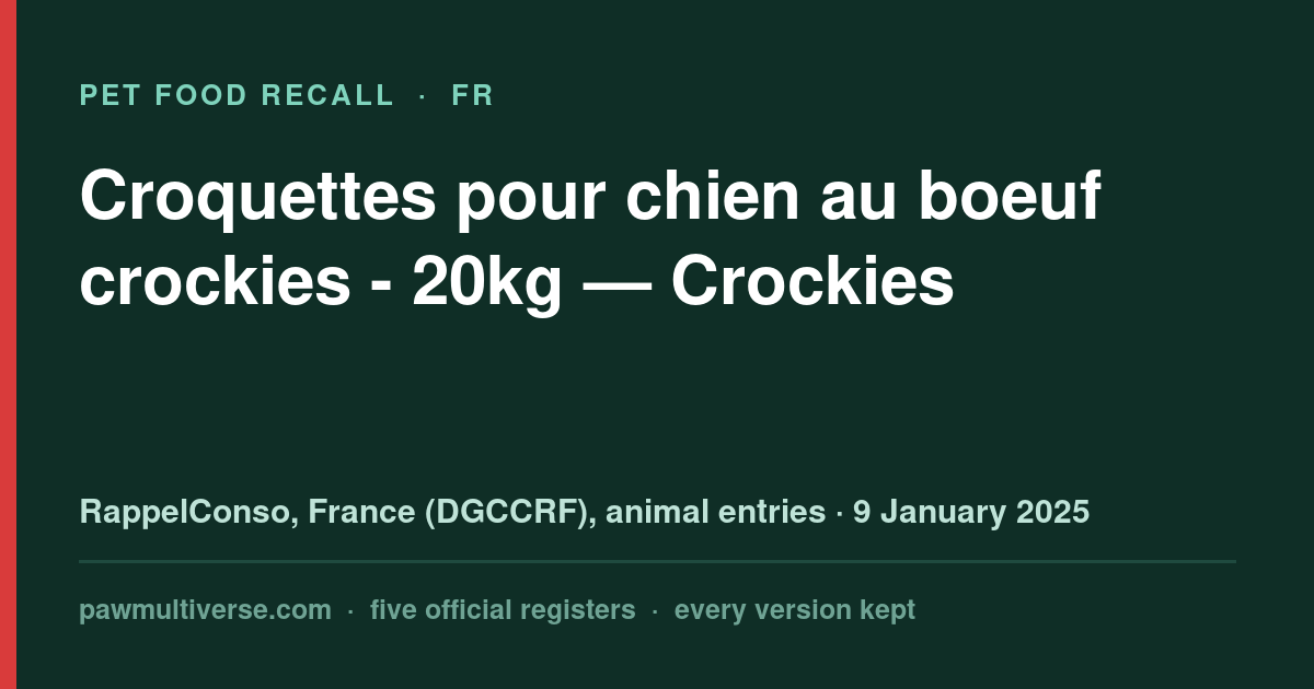 Crockies recall: Beef Dog Croquettes Crockies - 20kg (Crockies)