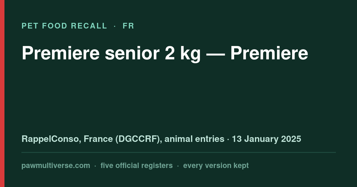 Recall: Premiere Senior 2 kg (Premiere)