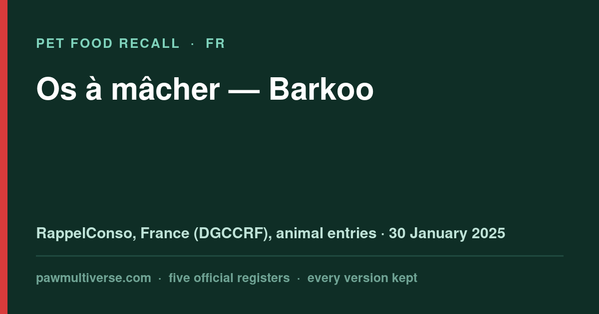 Barkoo recall: Chew sticks (Barkoo)