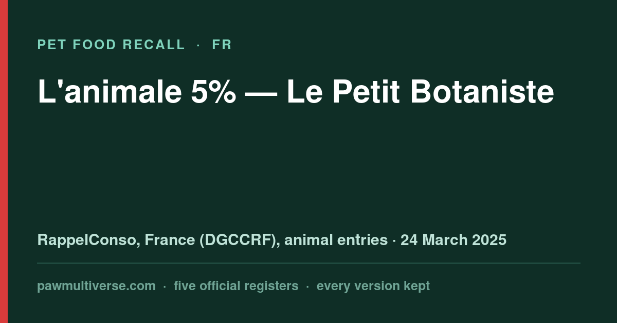 Le Petit Botaniste recall: The animal 5% (Le Petit Botaniste)