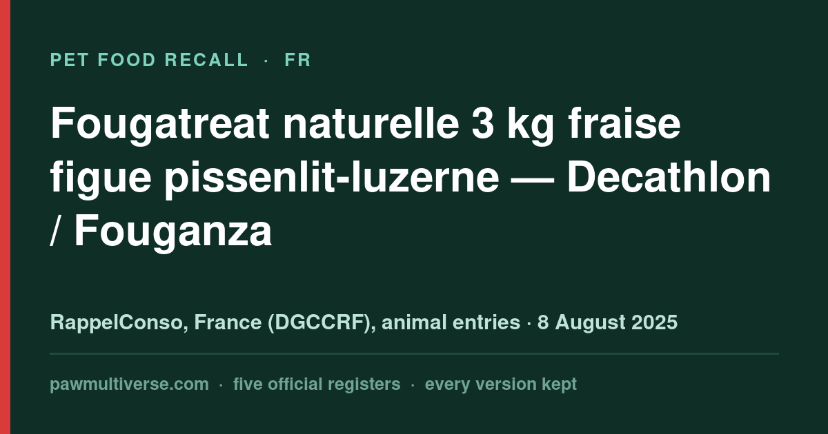 Decathlon / Fouganza recall: Fougatreat natural 3 kg strawberry fig dandelion-alfalfa (Decathlon / Fouganza)
