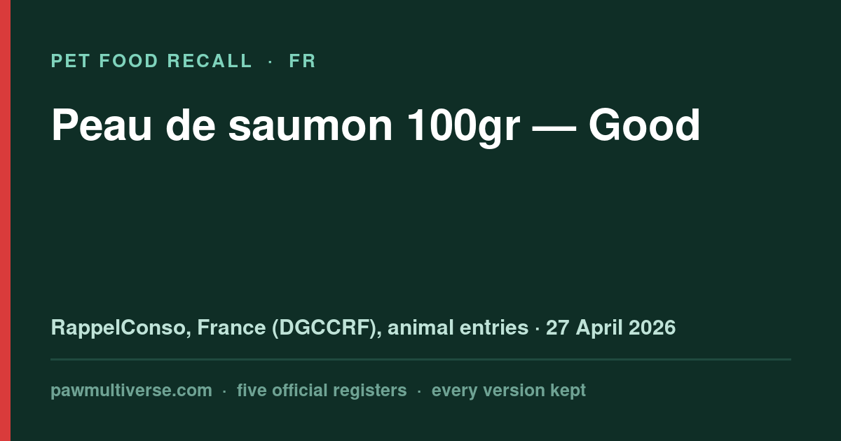 Good recall: Salmon skin 100gr (Good)