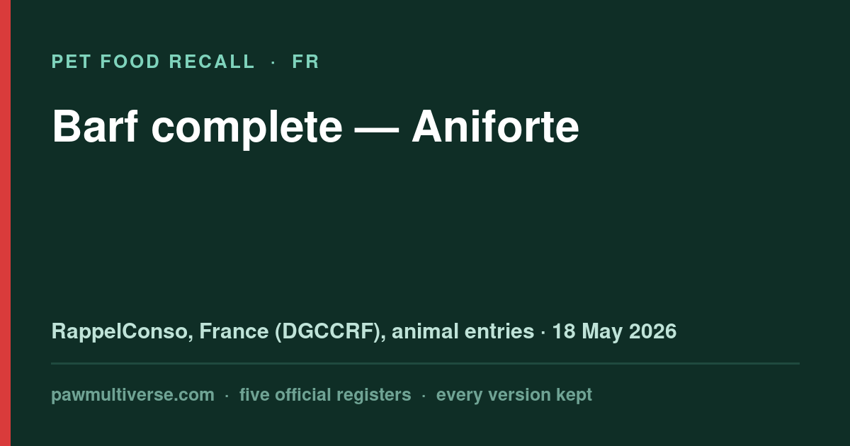 Aniforte recall: Complete Barf (Aniforte)