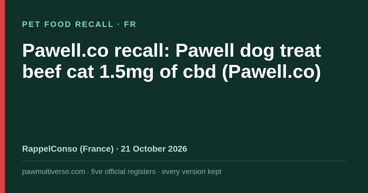 Pawell.co recall: Pawell dog treat beef cat 1.5mg of cbd (Pawell.co)