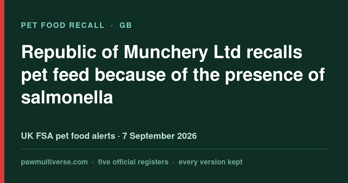 Republic of Munchery Ltd recall: Wilsons Cold Pressed Clear Water Salmon; Wilsons Cold Pressed Farmhouse Turkey and Duck; Wilsons…