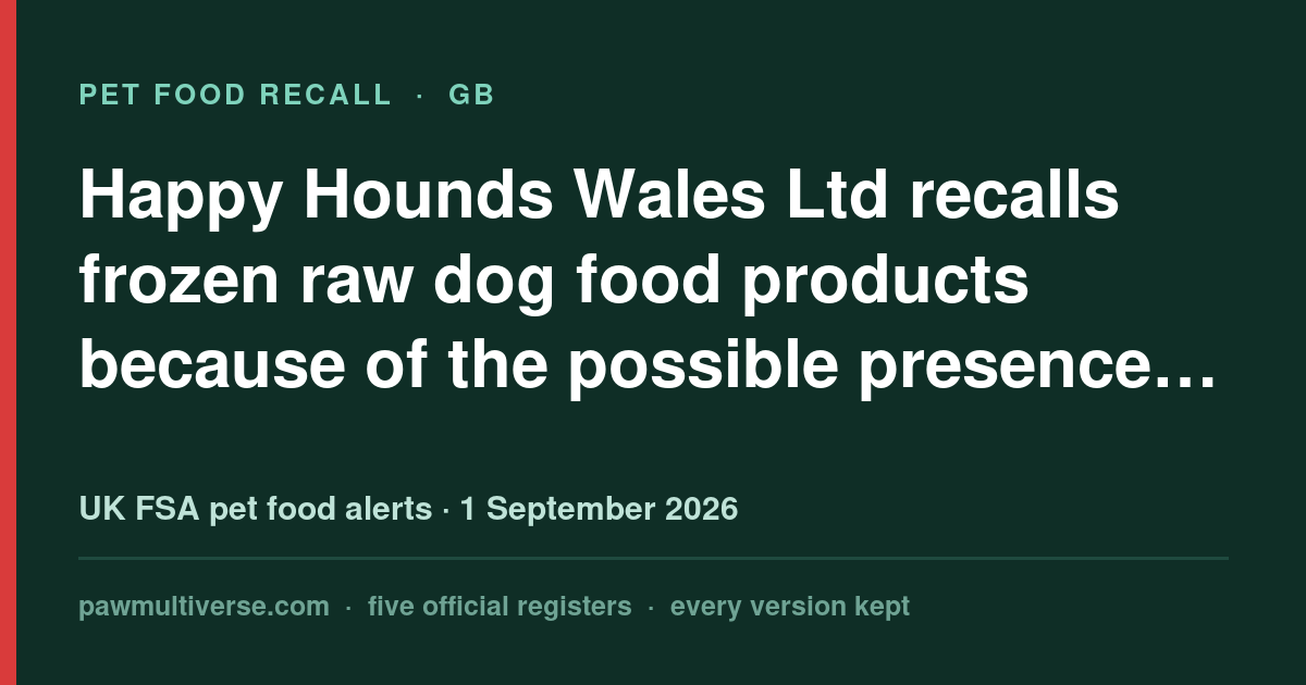 Happy Hounds Wales Ltd recalls frozen raw dog food products