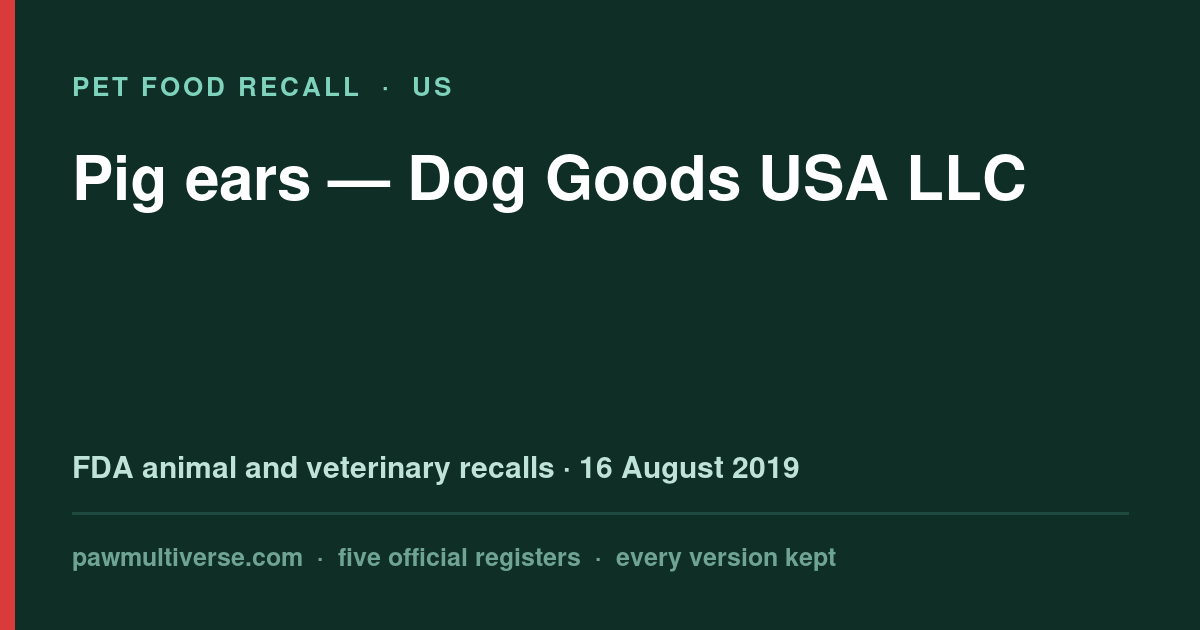 Chef Toby recall: Pig ears