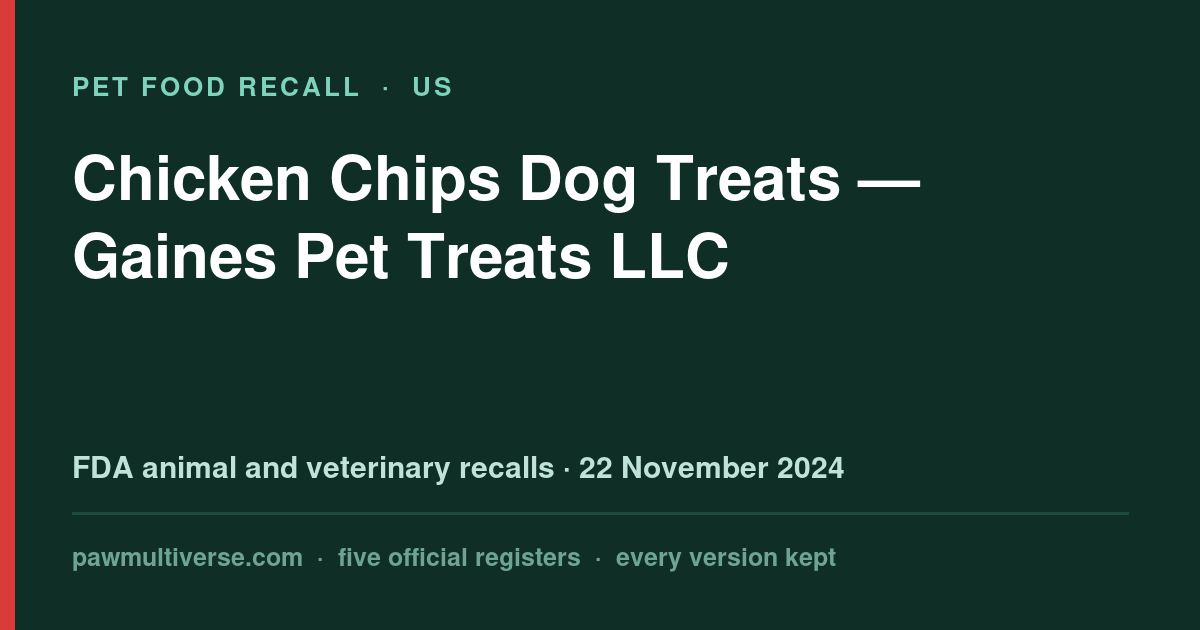 Gaines Family Farmstead recall: Chicken Chips Dog Treats