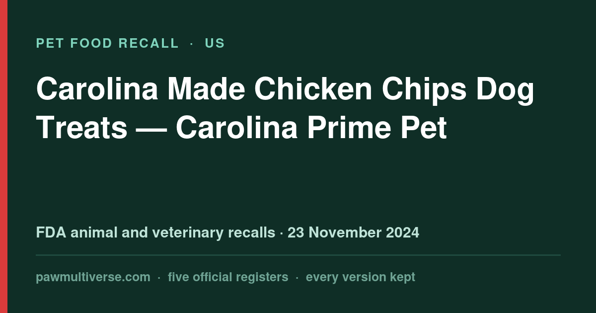 Hollywood Feed recall: Carolina Made Chicken Chips Dog Treats