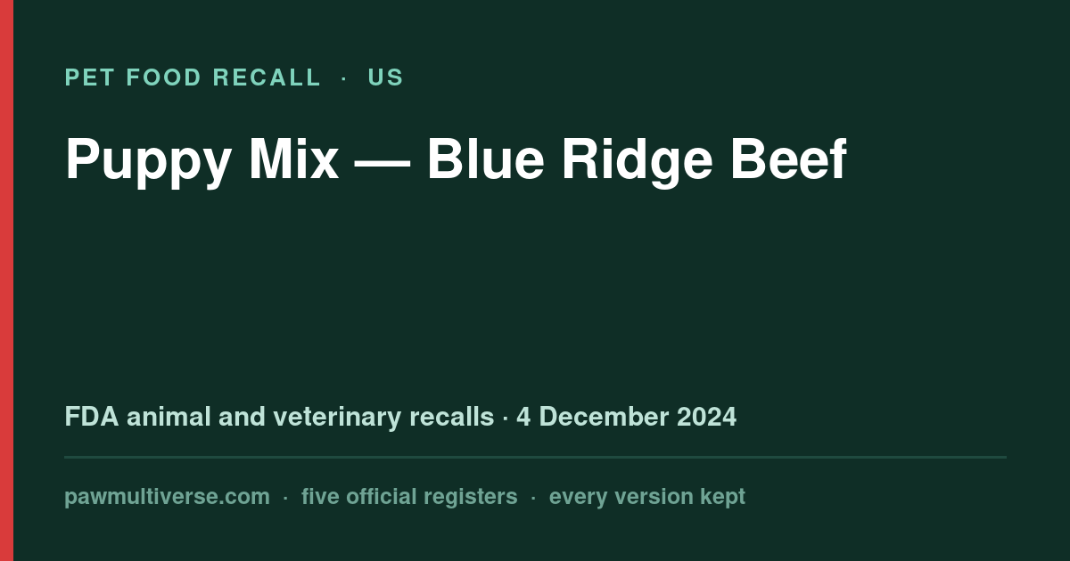 Blue Ridge Beef recall: Puppy Mix