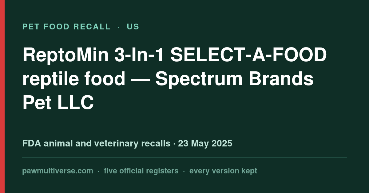 Tetra recall: ReptoMin 3-In-1 SELECT-A-FOOD reptile food