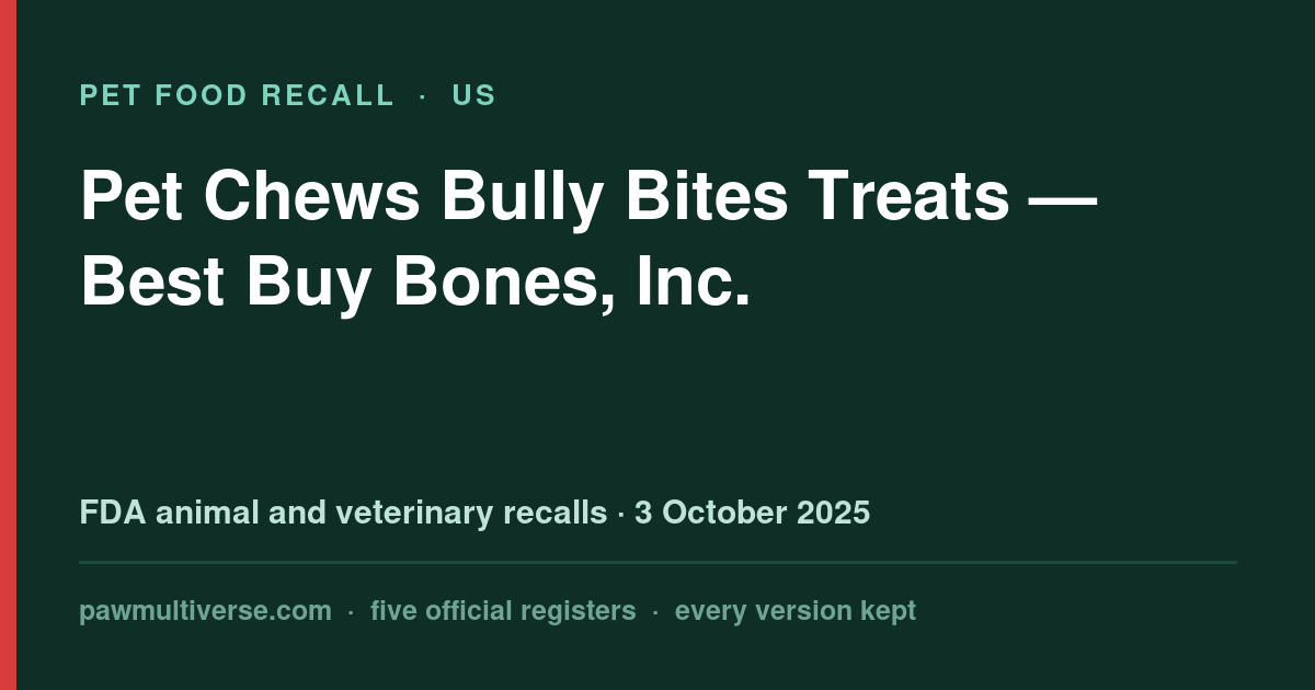 Nature’s Own recall: Pet Chews Bully Bites Treats