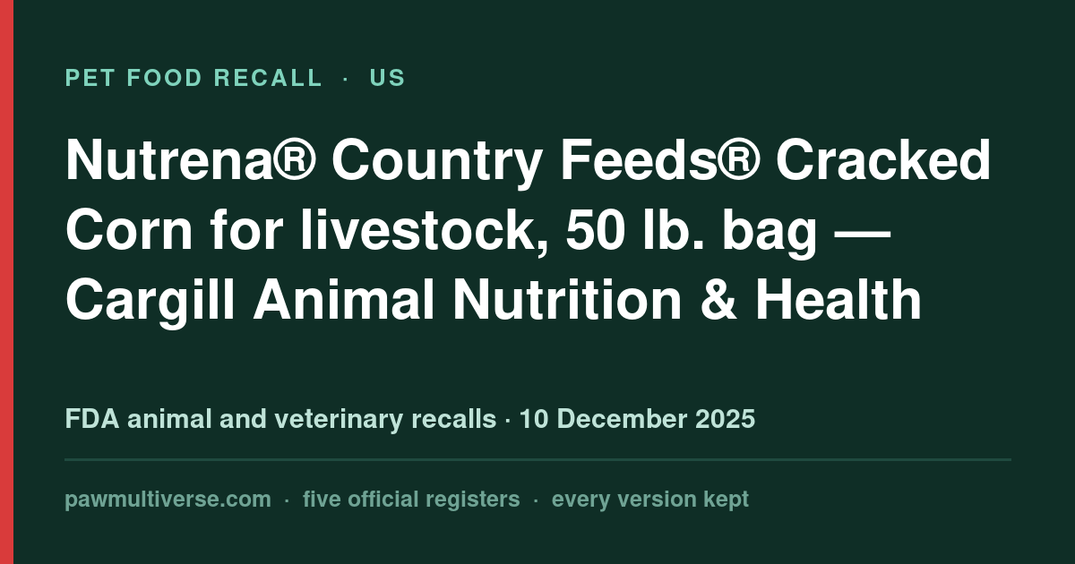 Recall: Nutrena® Country Feeds® Cracked Corn for livestock, 50 lb. bag