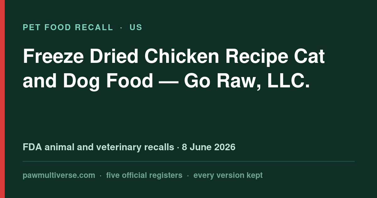 Steve’s Real Food recall: Freeze Dried Chicken Recipe Cat and Dog Food