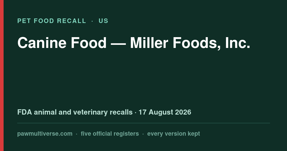 Oma’s Pride recall: Canine Food