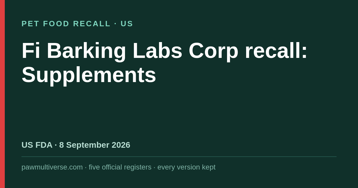 Fi Barking Labs Corp recall: Supplements